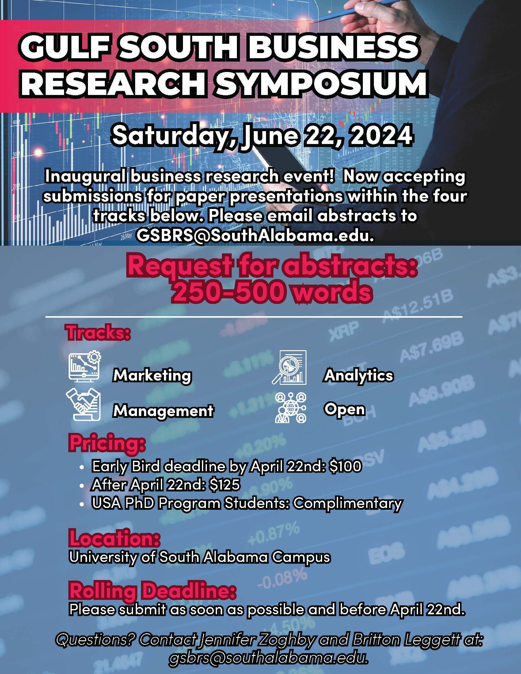 flyer for 2024 gulf south business reserach symposium