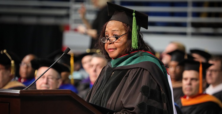 Bettye R. Maye, a longtime member of South's Board of Trustees and an advocate for education, told graduates to direct their lives, even if the direction isn't always perfect. 