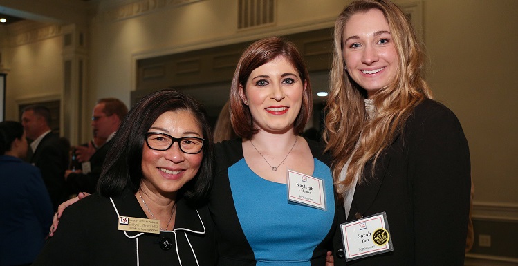  Dr. Evelyn Green, interim chair of the department of hospitality and tourism management, is joined by students Kayleigh Coleman, center, and Sarah Tarr, at a recent reception introducing students to industry leaders.