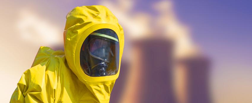 Man in hazmat suit