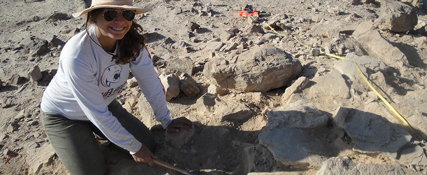 Student working in archaeology on a site