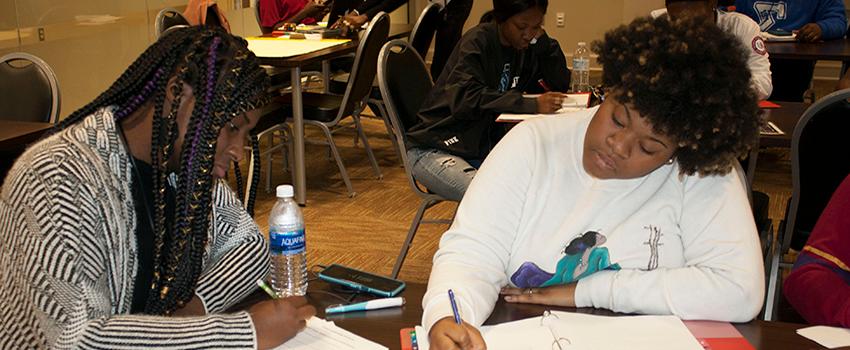 Two students studying