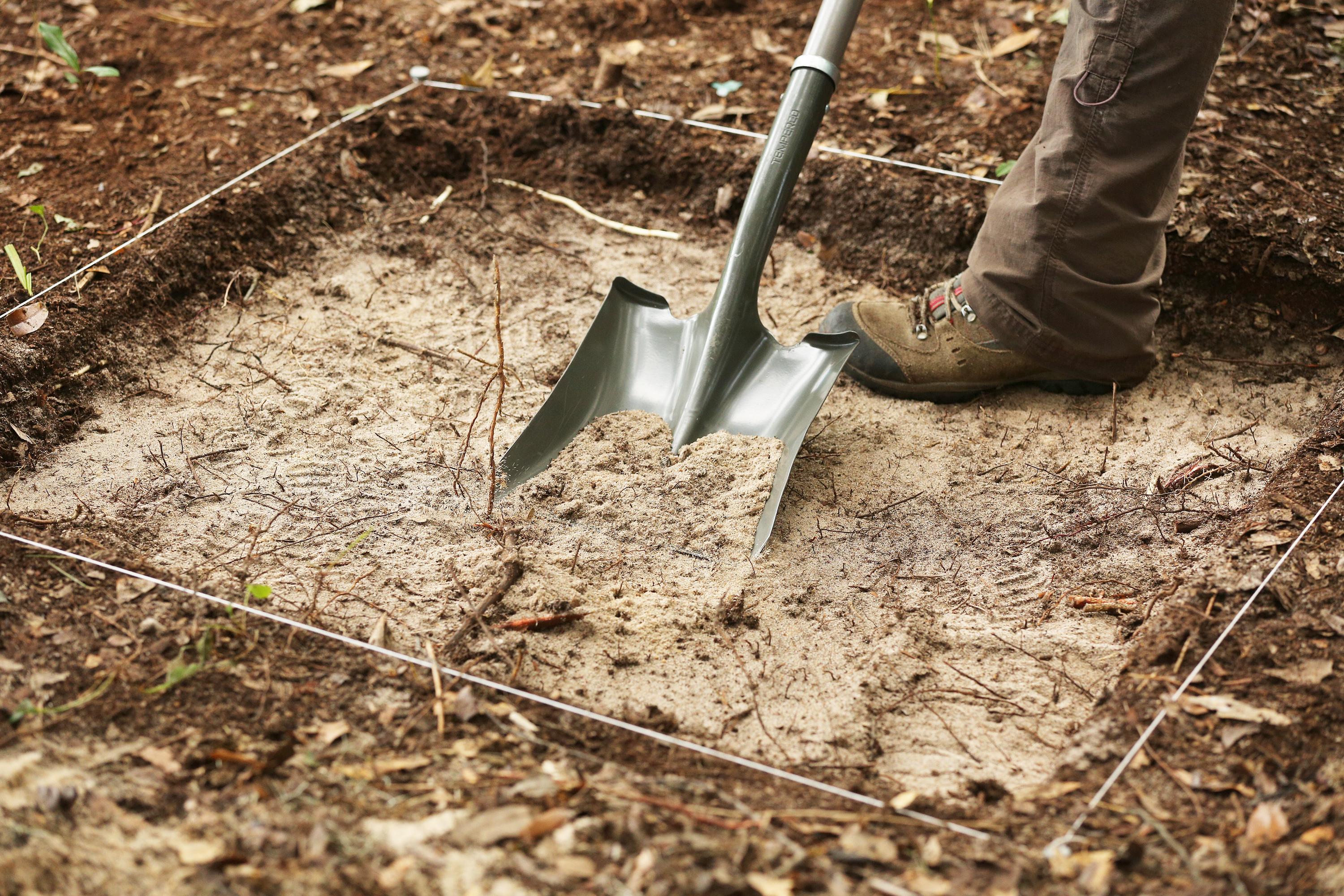 The units of soil dug for excavating artifacts come in different sizes. This is one of the smallest ones.