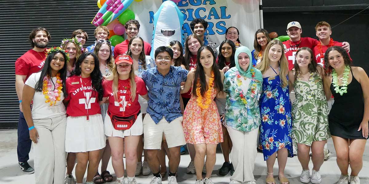 students participating in mega musical chairs