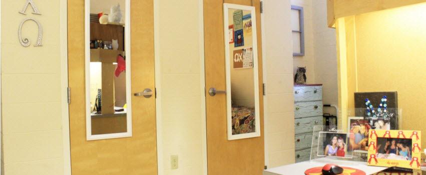 closet area in sorority house room