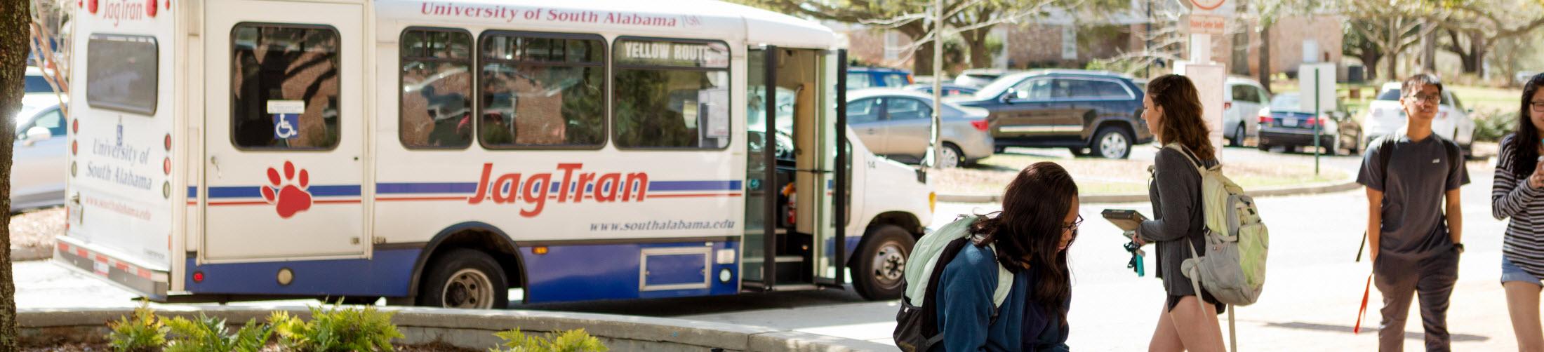 Students headed to bus outside Student Center
