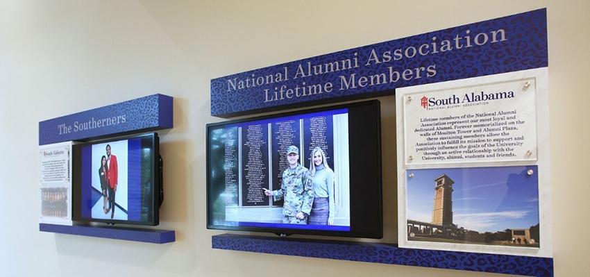 Inside wall with images hanging