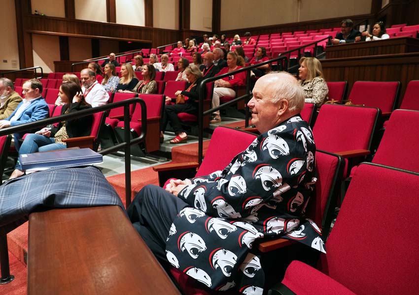 President Jo Bonner sitting in the crowd at Meet the President