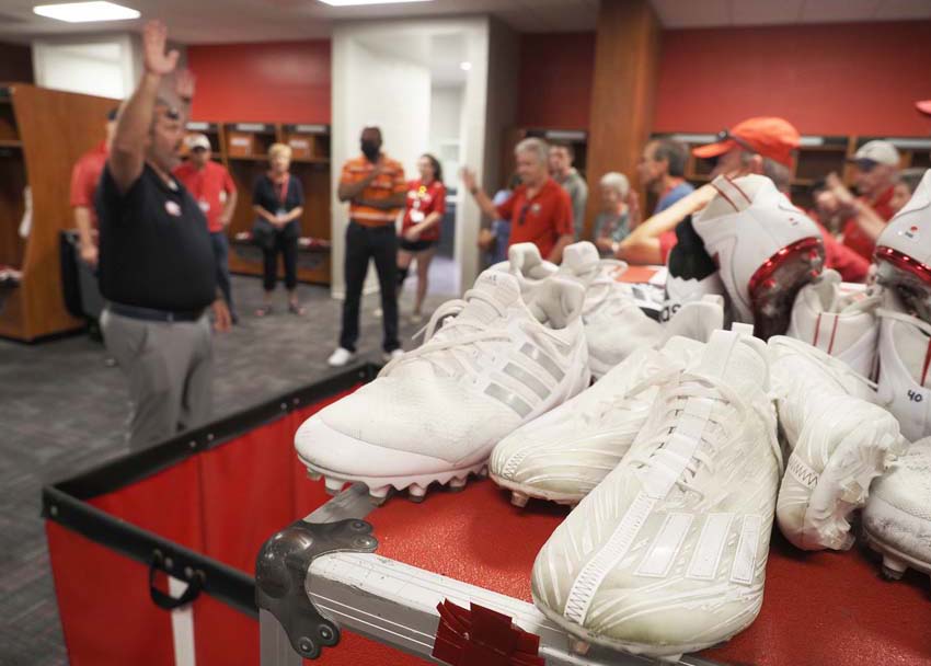 Cleats in locker room.