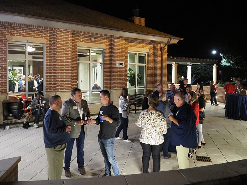 Crowd shot outside the MacQueen Center.