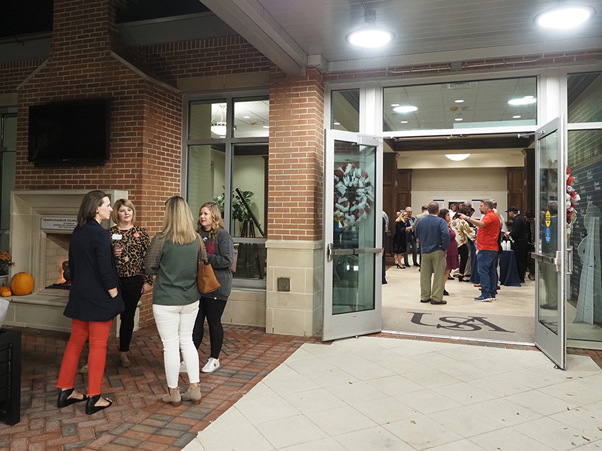 Crowd shot outside the MacQueen Center.