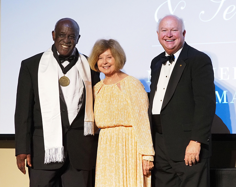 Robert Edward Battles, Sr. with President Bonner and Geri Moulton.