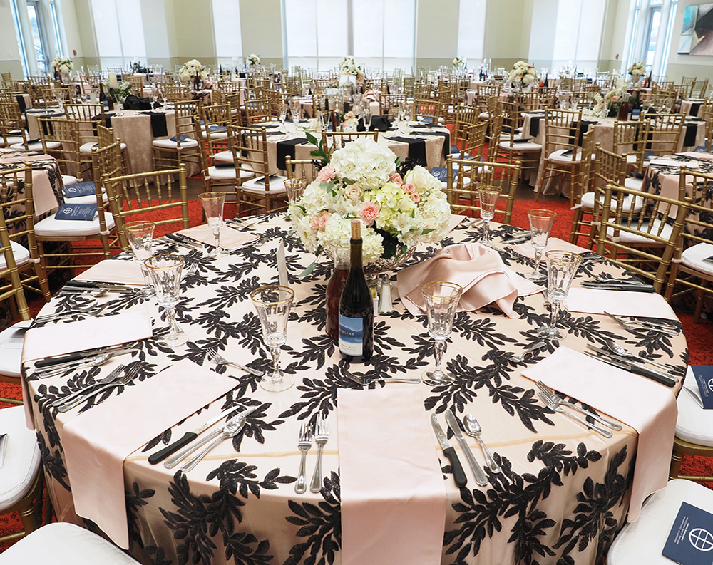 Table decorated for ceremony.