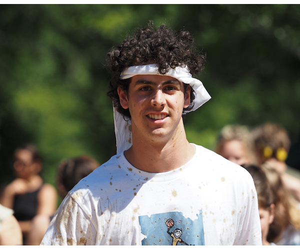 Student with bandana on.