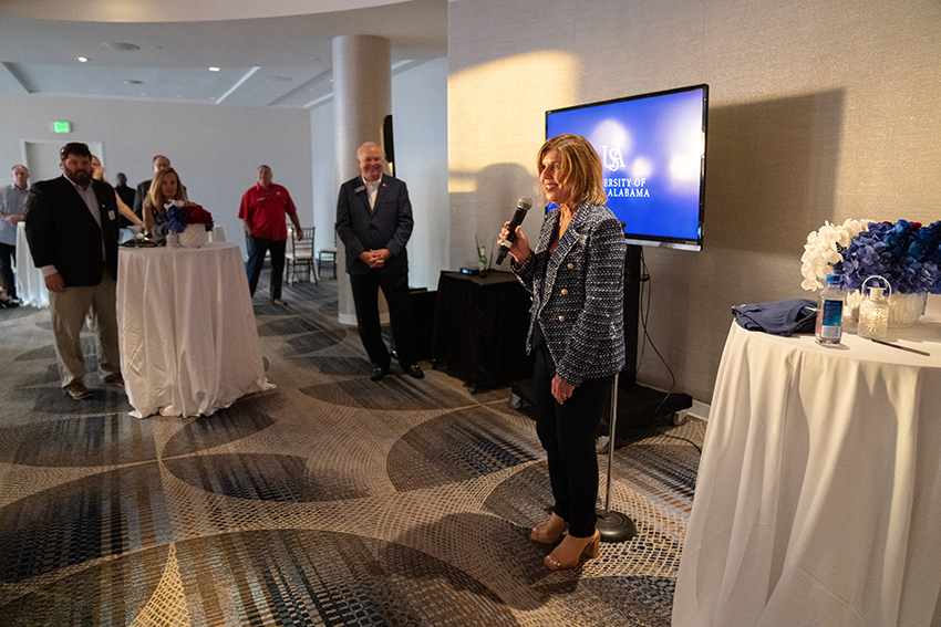 Margaret Sullivan speaking at event.