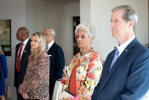 Attendees listening to the speakers at the Alumni & Friends event.