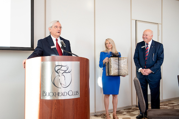 South Alabama Alumni speaking at the Alumni & Friends event.