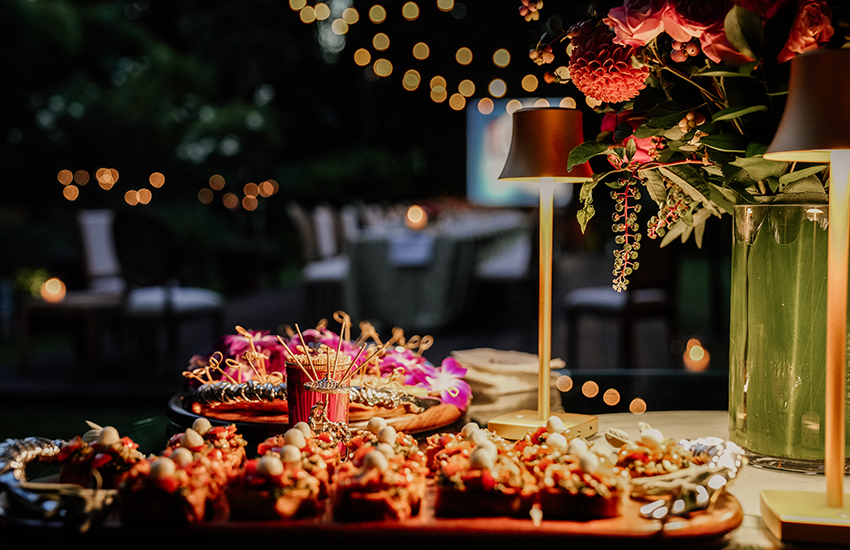 Food on display for event.