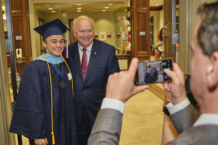 South Alabama President Jo Bonner taking a Picture with future South Alabama Alumni