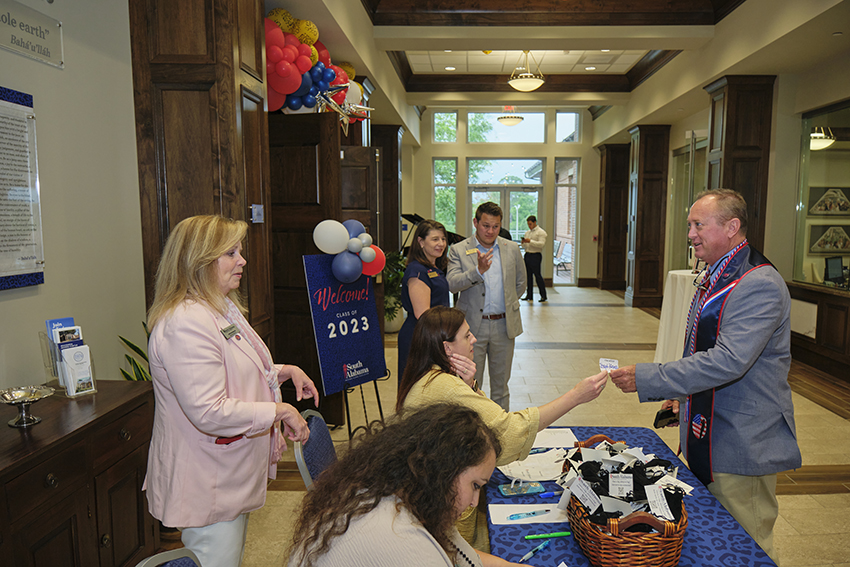 Check-In station at the Champagne Toast for future graduates