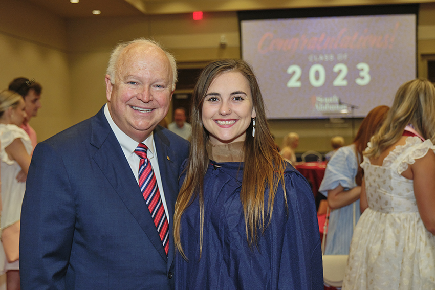 South Alabama President Jo Bonner taking a Picture with future South Alabama Alumni