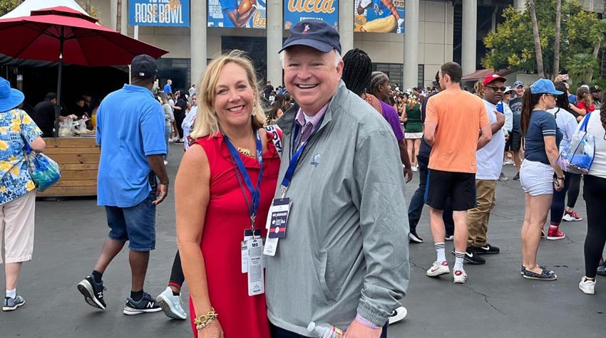 President Bonner and first lady at bowl game in California.