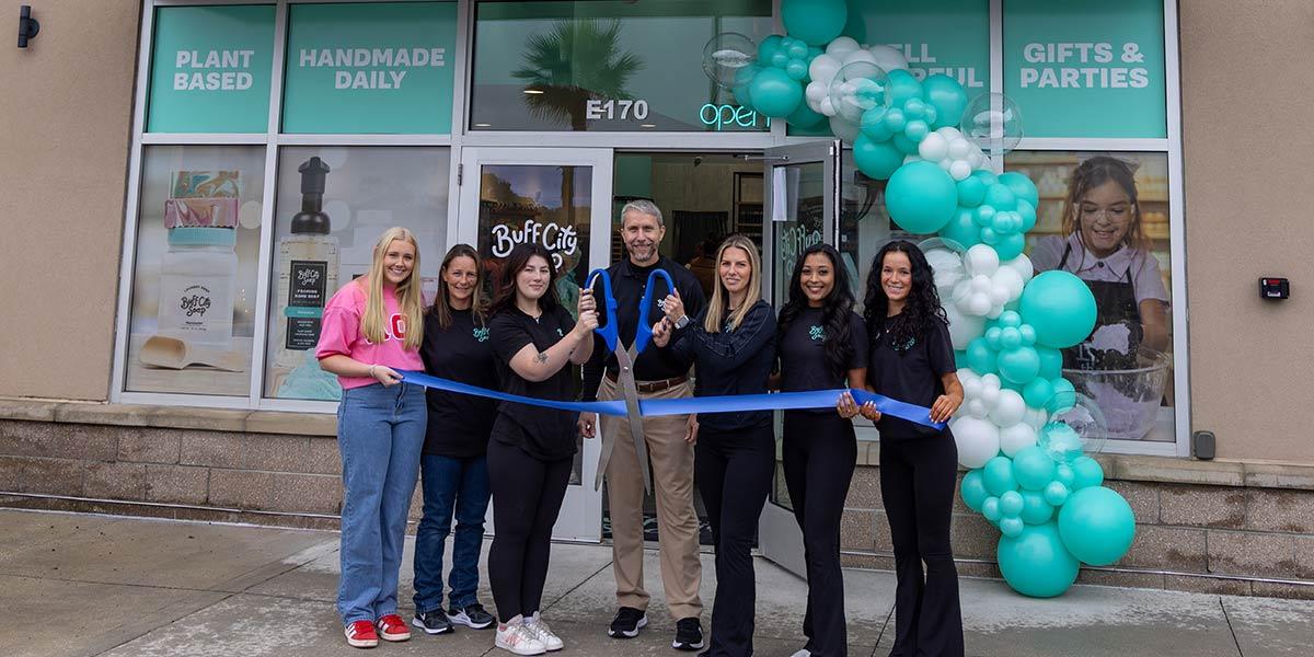 Buff City Soap ribbon cutting