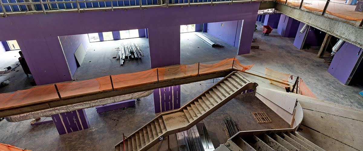 Construction inside of College of Medicine building.