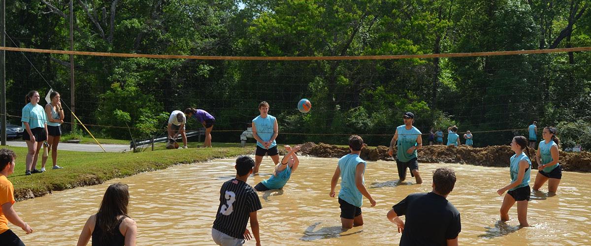 Students playing oozeball 