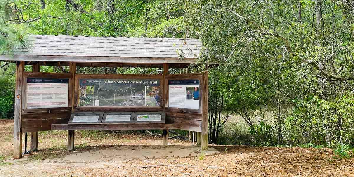Nature Trail sign with the map of the trail.