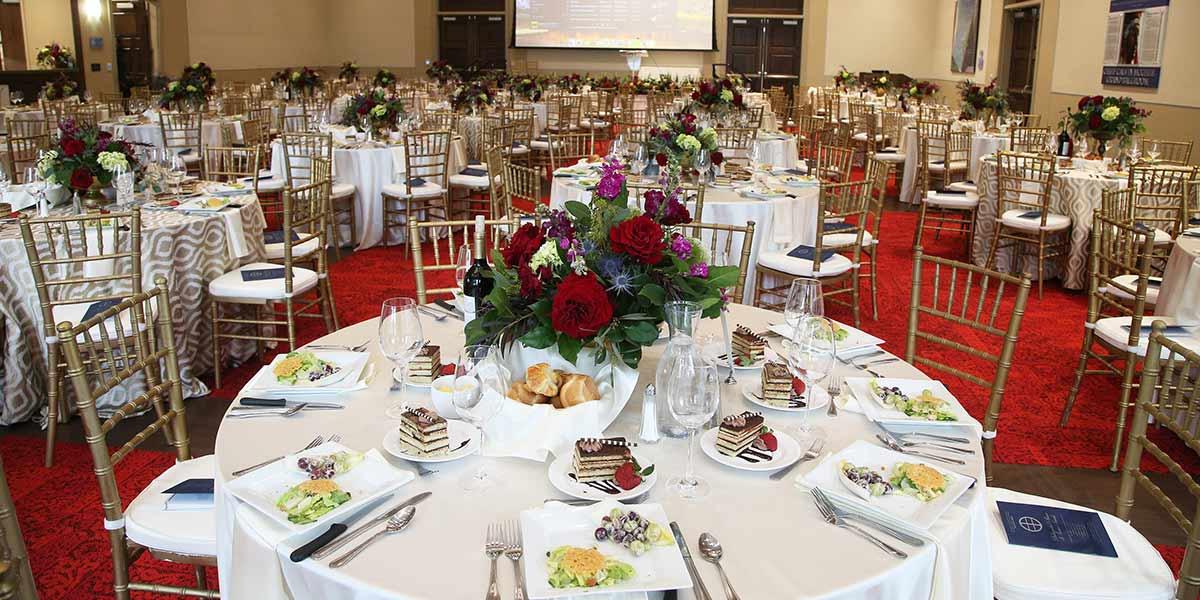 banquet hall with table setup