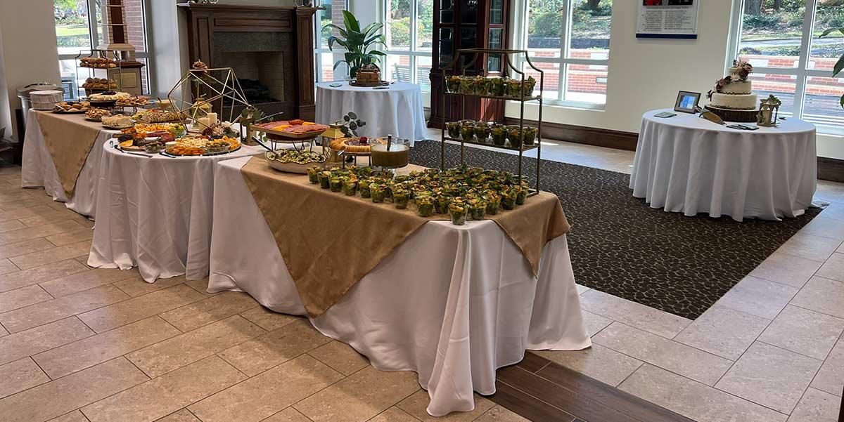 Tables set up buffet style  