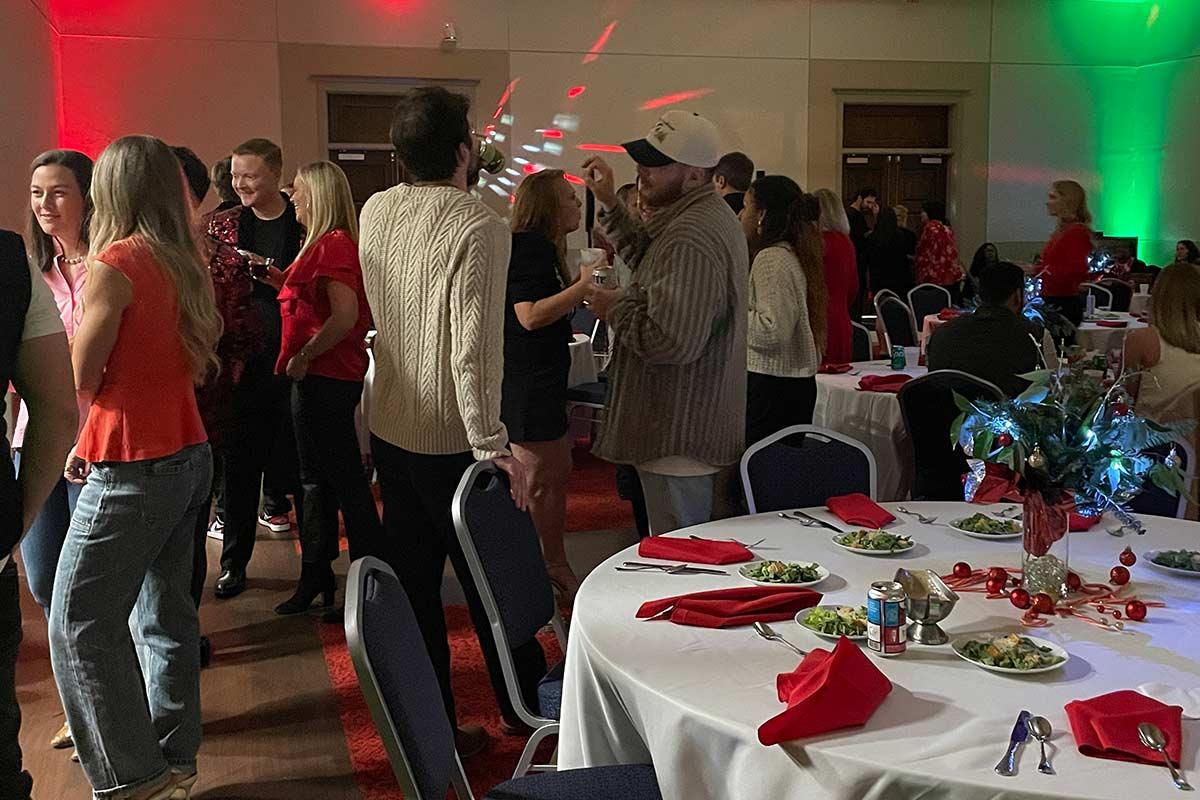 Large group at holiday party 
