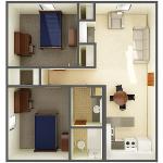 Beta/Gamma 2 Bedroom Apt. for 2 (top view)