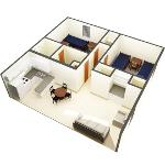 Beta/Gamma 2 Bedroom Apt. for 4 (side view)