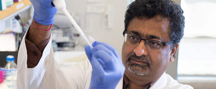 Ajay Singh, Ph.D., is investigating a potential tool for pancreatic cancer diagnosis.