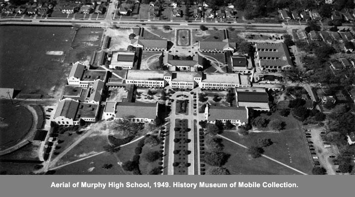 Aerial of Murphy High School, 1949.