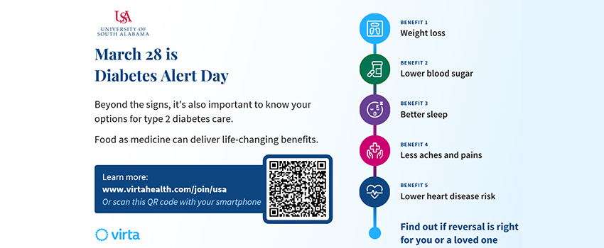 March 28 is Diabetes Alert Day. This image is linked to a PDF with all information.