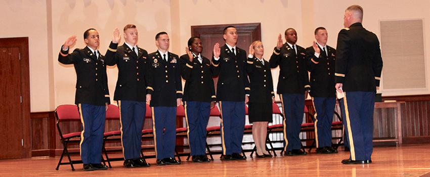 Officers in the Army being sworn in