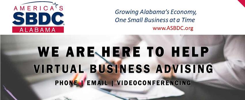 We are here to help. Virtual Business Advising. Linked to SBDC site.