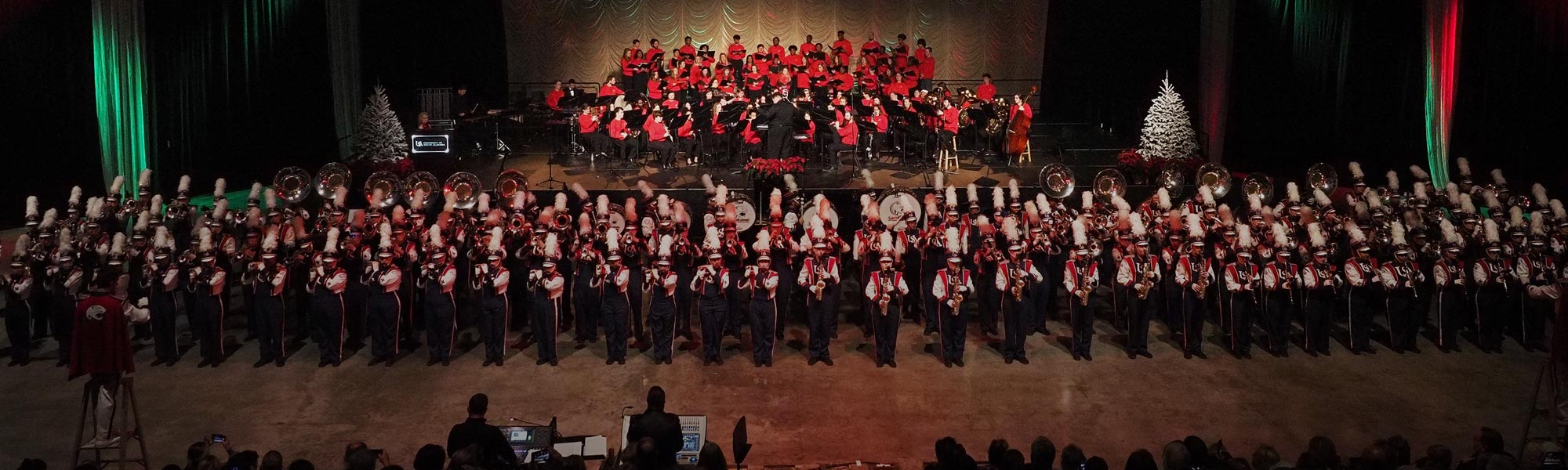 Jaguar marching band inside the Mitchell Center