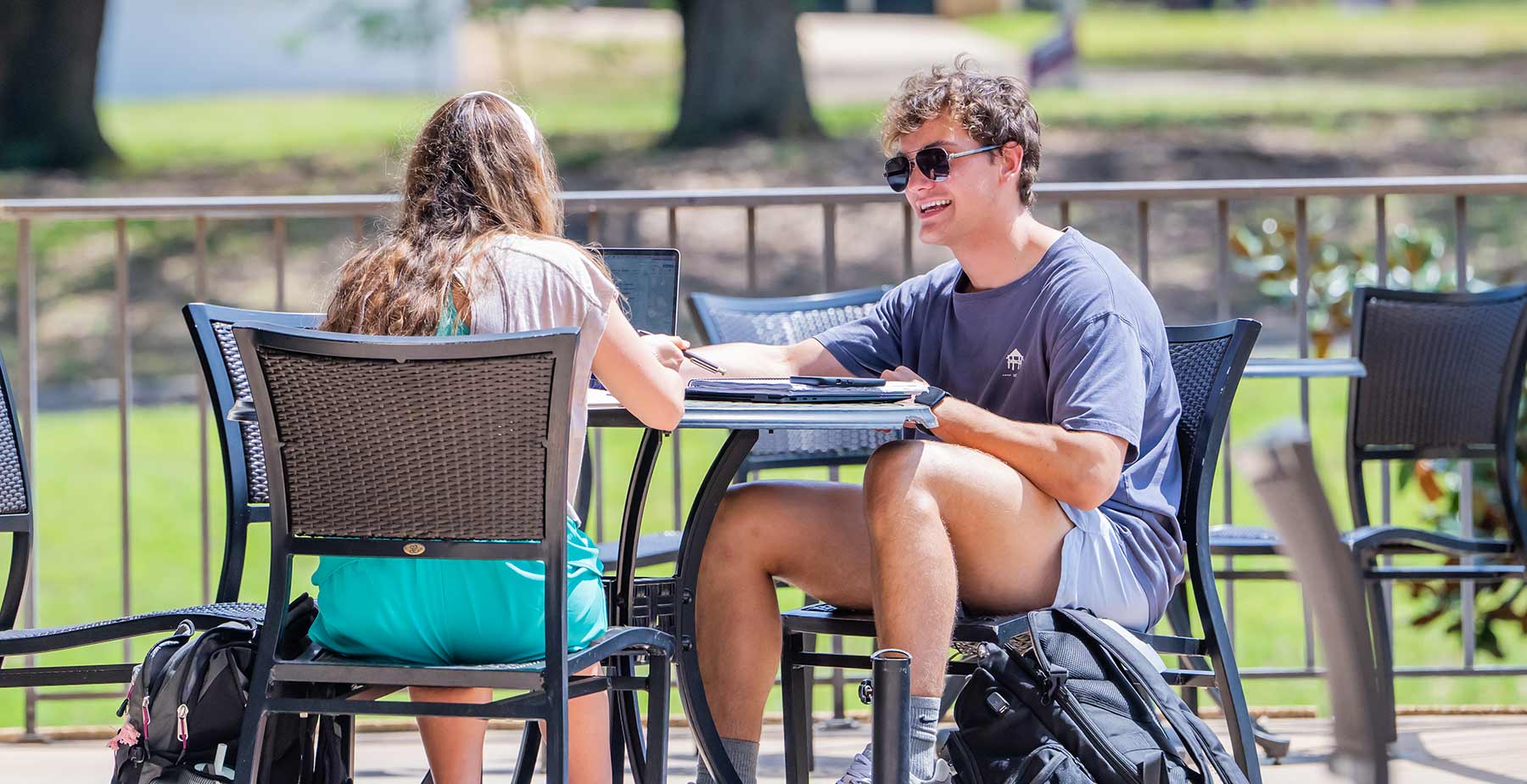Student sitting outside