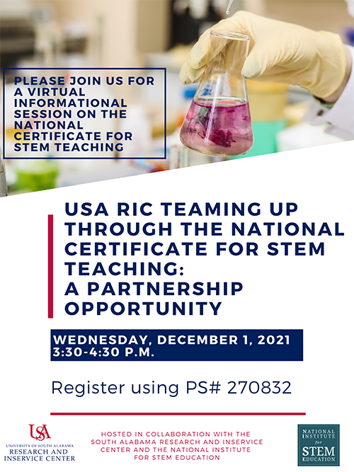 USA RIC Teaming Up Through the National Certificate for STEM Teaching: A Partnership Opportunity