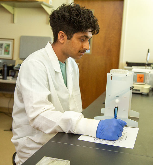 Aden Patel in the lab