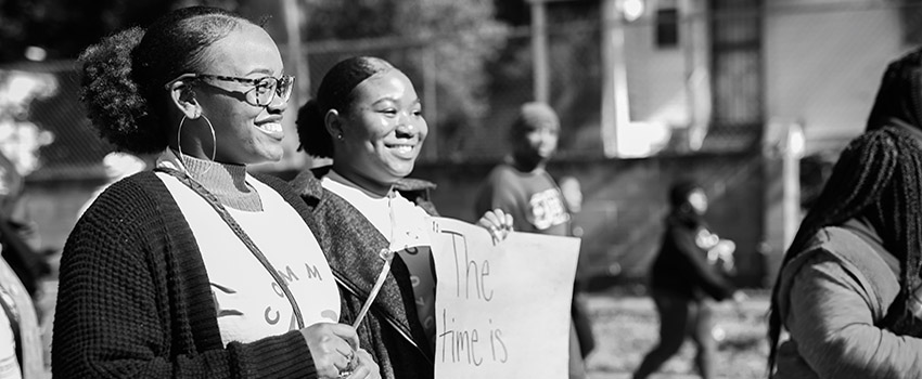 Students walking in MLK Day parade.