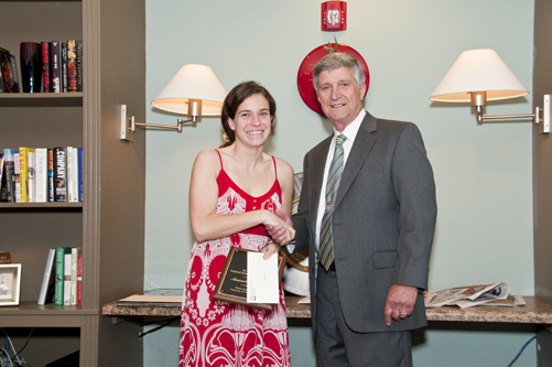 Amanda Mundell receives Endowment Scholarship from Dr. Bill Williams.
