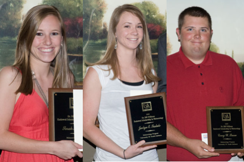 (l-r) Sarah Larson, Jaclyn Tisdale, Corey Bunn each with Endowment Scholarship award
