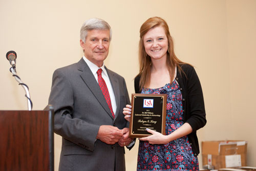 Robyn King receives a 2013 Endowed Scholarship from Dr. Bill Williams