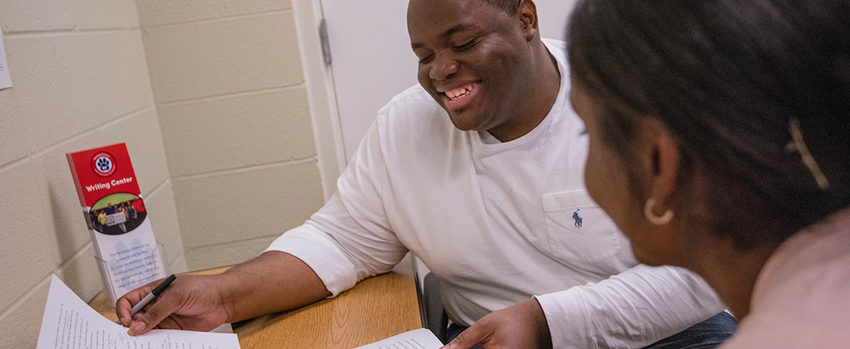 Student working on paper.