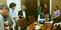 Prior to the awards ceremony, students and faculty gather for food, refreshments, and conversation.